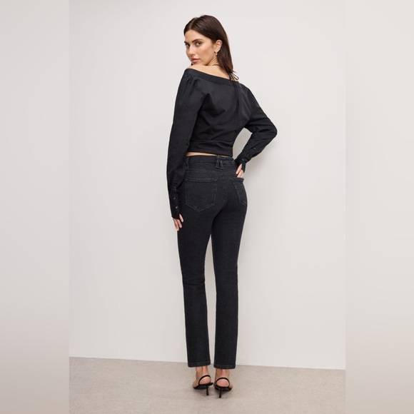 Good American Good Legs Straight Jeans Black - Picture 2 of 8